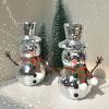 Christmas Snowman Disco Ball Statue Reflective Winter Decoration, With Knitted Scarf And Hat, Suitable For Holiday Fireplaces, Holiday Gatherings