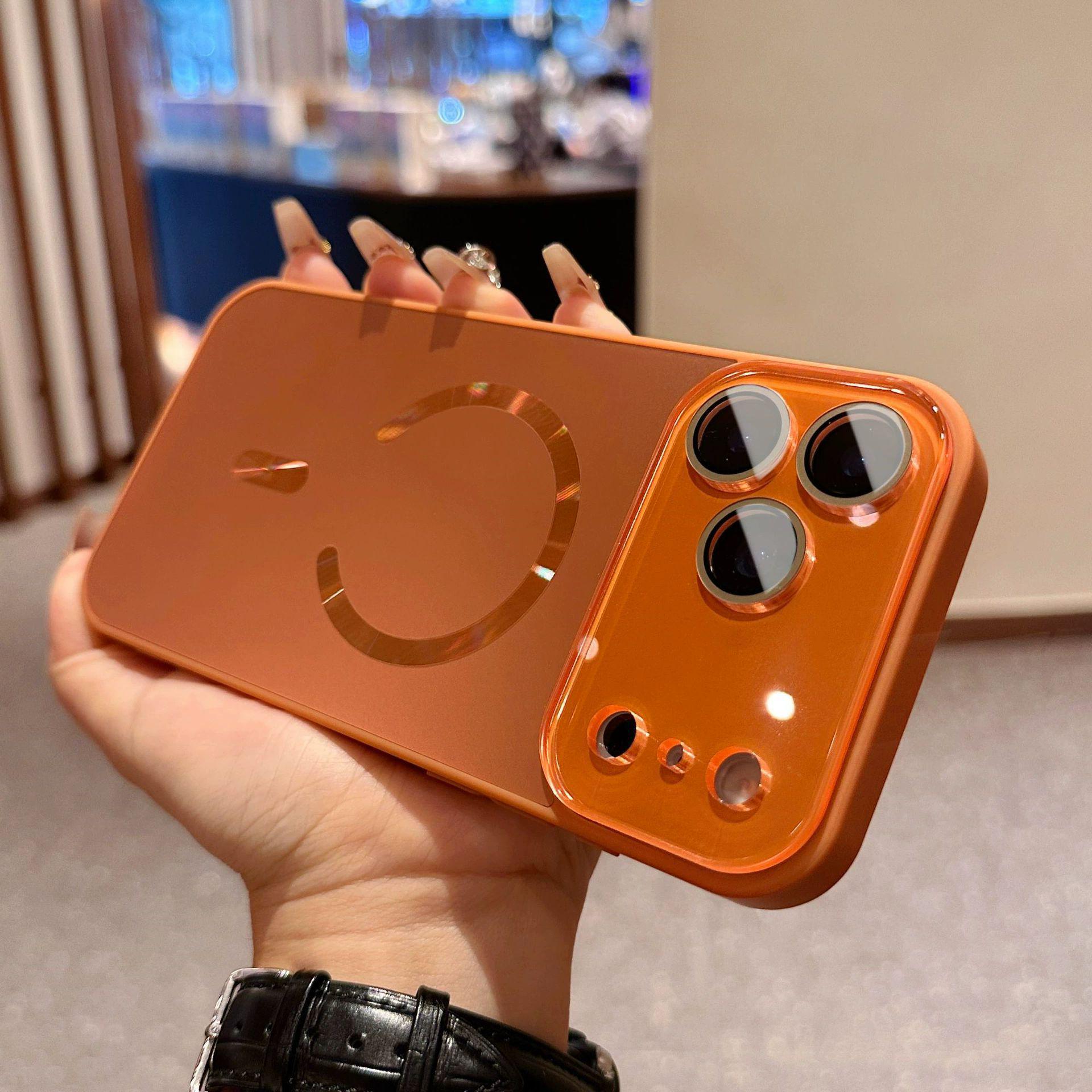 

Чехол для iPhone 17 Pro Max: Матовый магнитный протектор для линзы и экрана 17 Pro MAX оранжевый