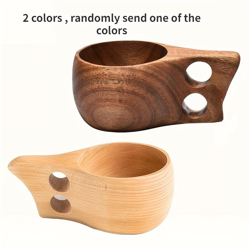 Non-Toxic Hand Carved Solid Lotus Wood Cup Kuksa Finnish Tableware With Handgrip Travel Wine Beer Cups For Bar Kitchen Gadgets