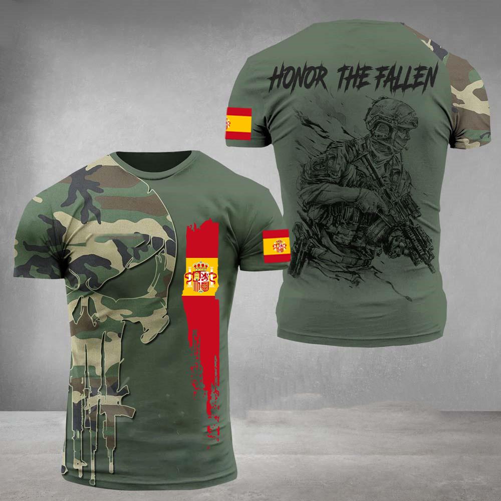 

Новая модная испанская армейская мужская футболка с принтом флага ветерана-солдата, летняя футболка с коротким рукавом, свободный свитер с круглым вырезом, топы, одежда 4XL синий