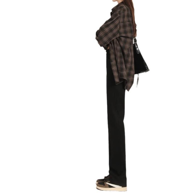 Women's Black Fleece-Lined Slimming Straight-Leg Jeans - Winter Fashion, Versatile, Loose Fit