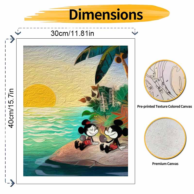 Disney Paint By Number Kit Mickey Minnie Beach Sunset Drawing Canvas DIY Picture Home Decor Painting For Adults Art Craft Wall Decor