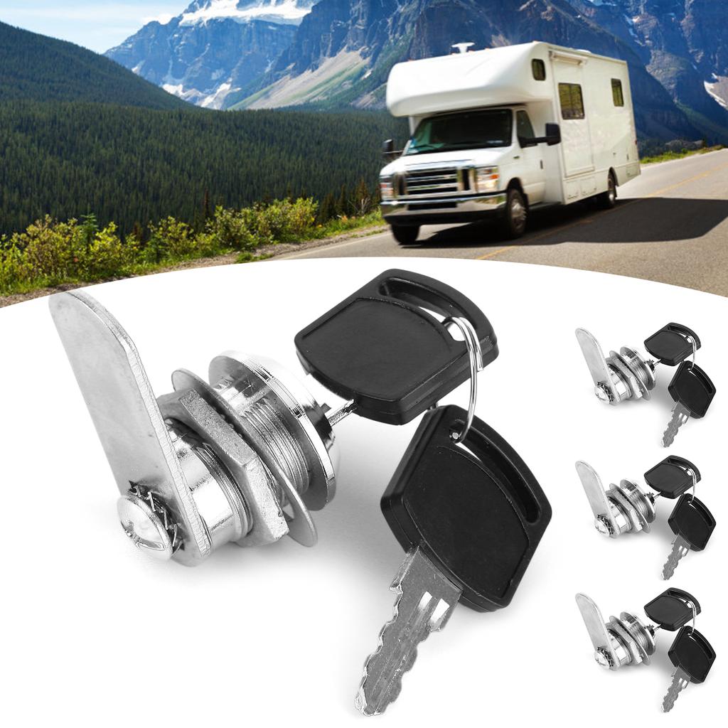 4Pcs Cam Lock Toolbox Drawer Cabinet Locker Replacement Tubular with Keys for Trailer RV 15mm Dia