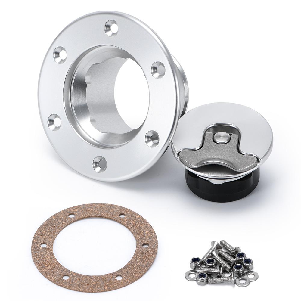 Aluminum Billet Fuel Cell / Fuel Surge Tank Cap Flush Mount 6 bolt Surface Oxidation Opening ID 35.5mm серебряный