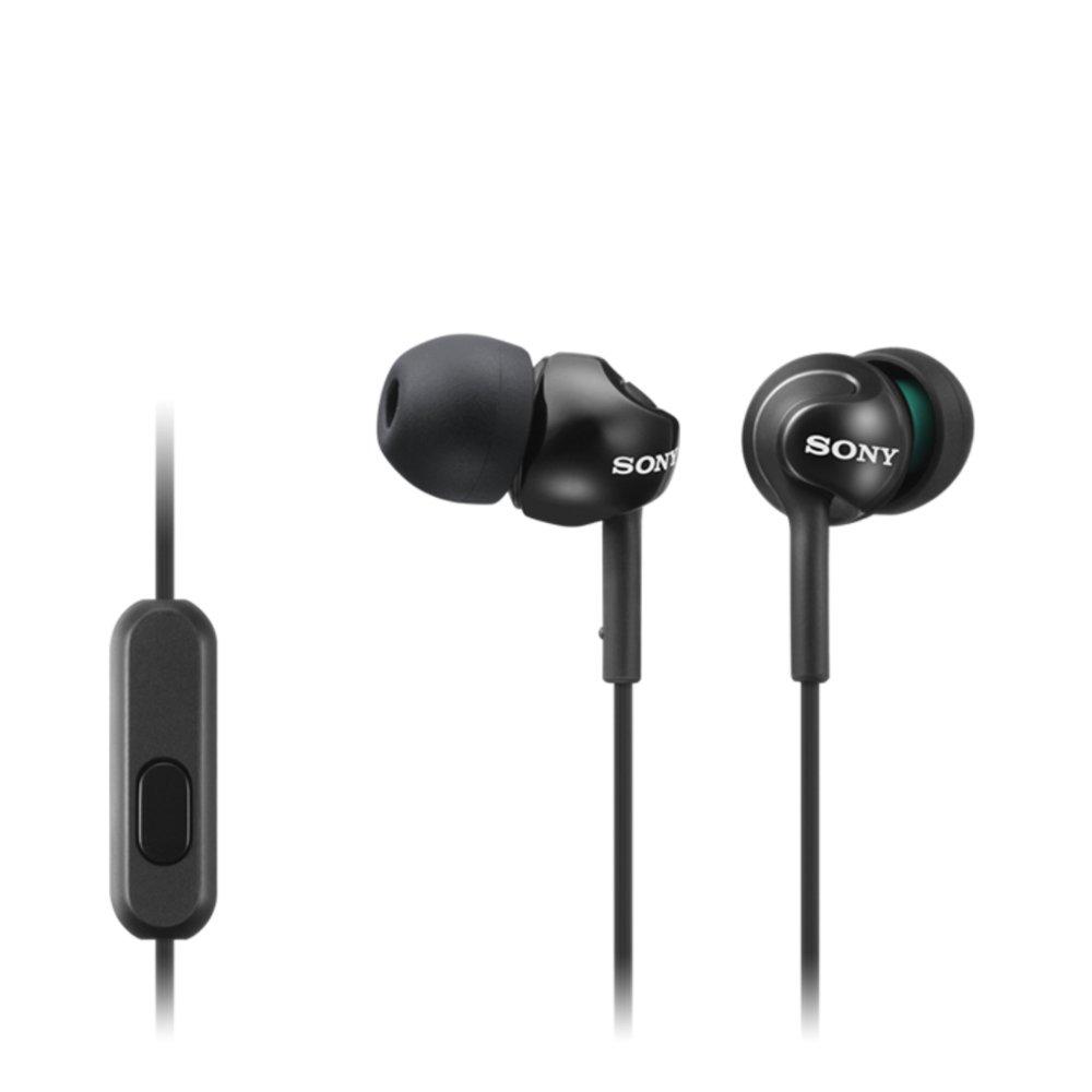 Significantly reduced sound leakage. SONY In-Ear Earphones with Smartphone Compatible Remote and Microphone, Black, Parallel Import, MDR-EX110AP/BQ
