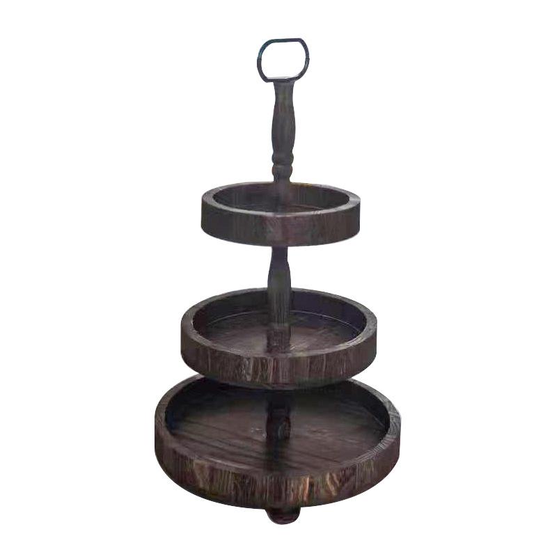 Creative European Double Layer Wooden Dessert Stand: Forest Style Cake and Treat Display Tray