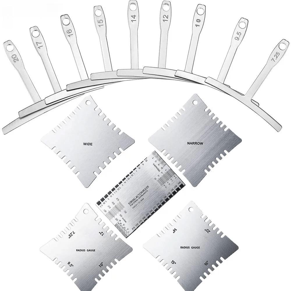 

Набор из 14 штук инструментов для лютье, для измерения гитары, линейка для высоты струн, радиусный шаблон для высоты струн, инструменты для ремонта гитары 14PCS/SET