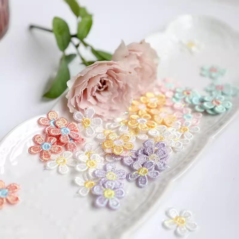 20Pcs White Yellow Multicolor Embroidery Flowers Patch Repair Badge Applique For Clothes Dress Pants Sewing Accessories