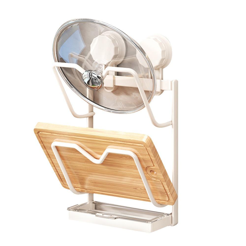 

Настенная стойка для крышки кастрюли без перфорации, стойка для хранения на кухне, держатель для хранения крышки кастрюли для кухни White-Two layers