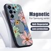Custodia Magnetica Per Magsafe Per Samsung Galaxy S26 Ultra S25 Edge S24 Plus S23 FE S22 A17 A54 A55 A56 A57 5G Copertura Floreale Cartone Animato Margherite Fiore di Pesco
