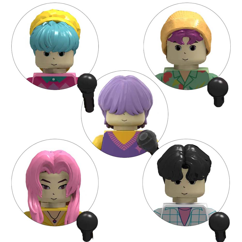 8PCS/3PCS KPOP Demon Hunters Cartoon Dolls Building Blocks Kawaii Action Figure Assembly Toy Children's Educational Toys Gifts