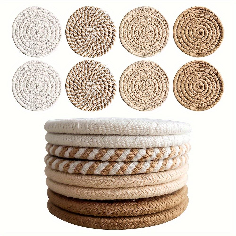 8pcs Absorbent Coasters Set, Minimalist Drink Mats for Coffee Table Home Decor, Bar Housewarming Gift, Brown Series, Polyester Blend 100%,