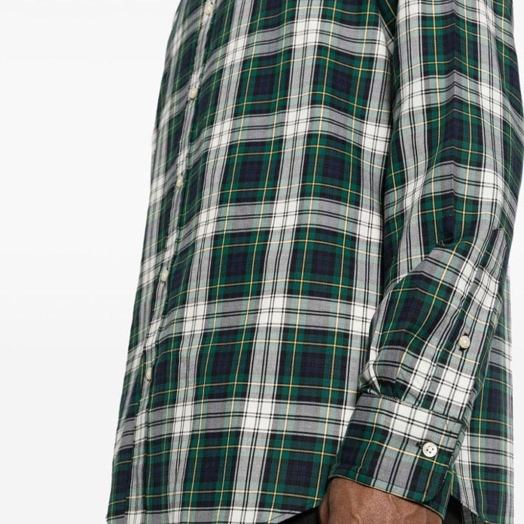 Polo Ralph Lauren Plaid Point Collar Single-Breasted Long Sleeve Shirt Men Shirts Green 710922281-001