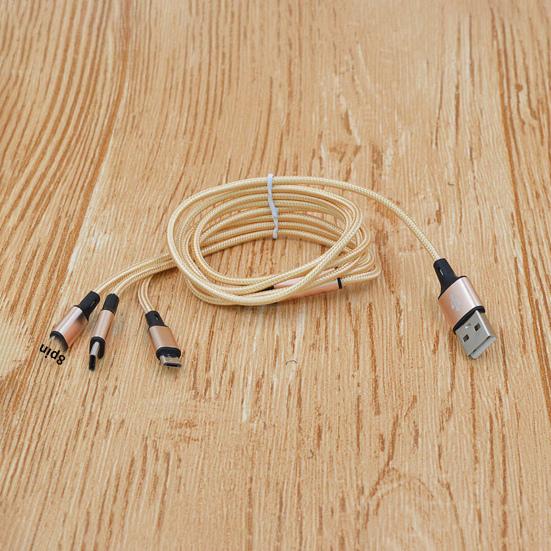 Charging Cable Three-in-One Fast Charge Nylon Braided 2A 8Pin Type-C Micro USB Charging Cord Mobile Phone Wire for Home