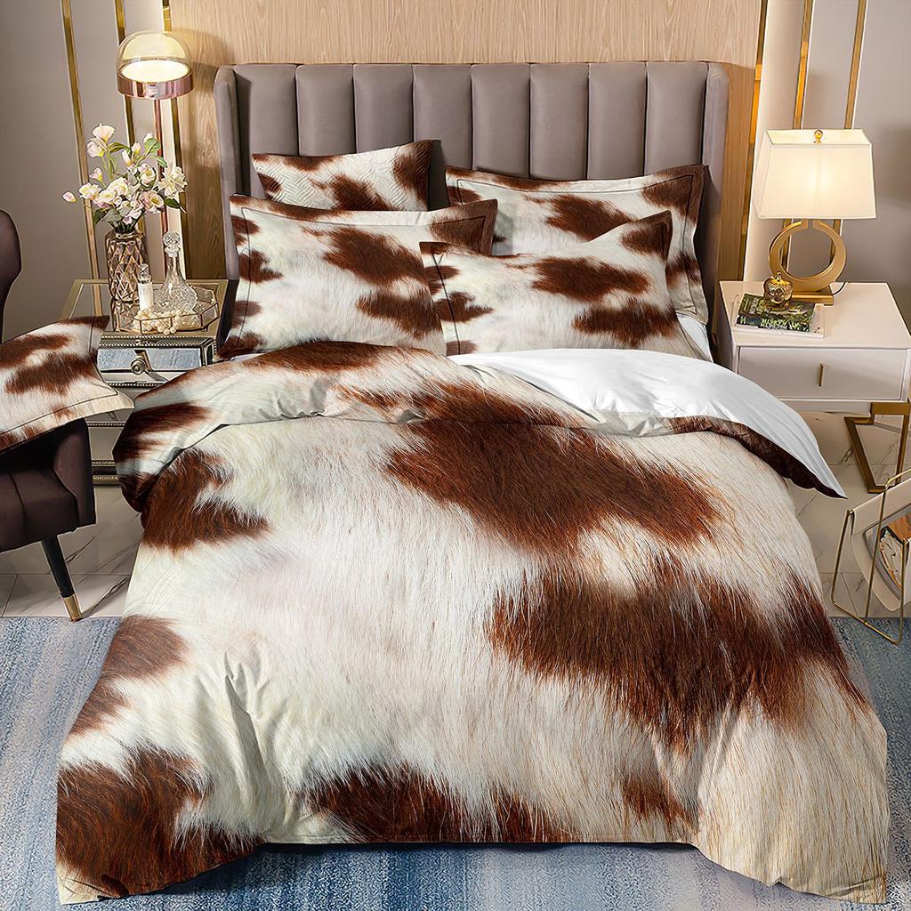 3D Printed Leopard Print Three-Piece Set Bedding Polished Duvet Cover