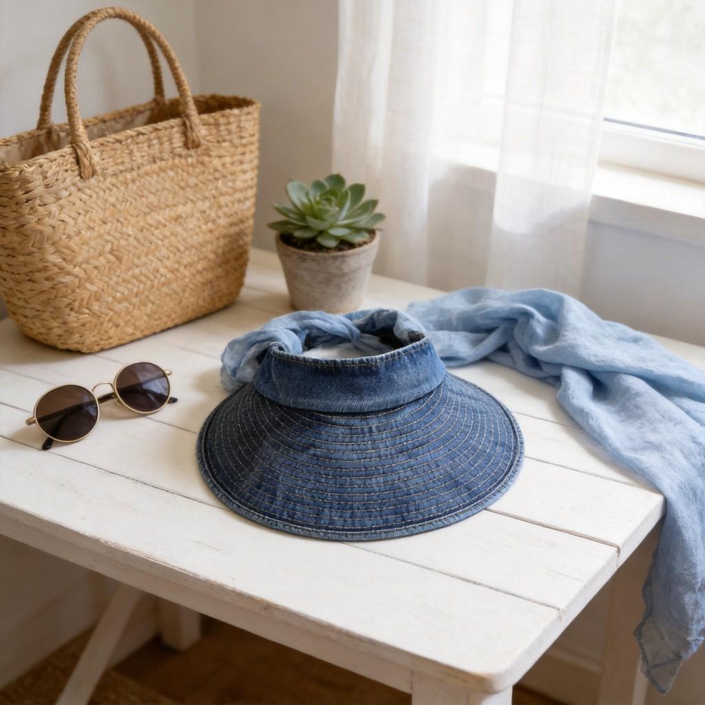 Denim Bucket Hat Summer Outdoor Sun Protection With Wide Brim For Women