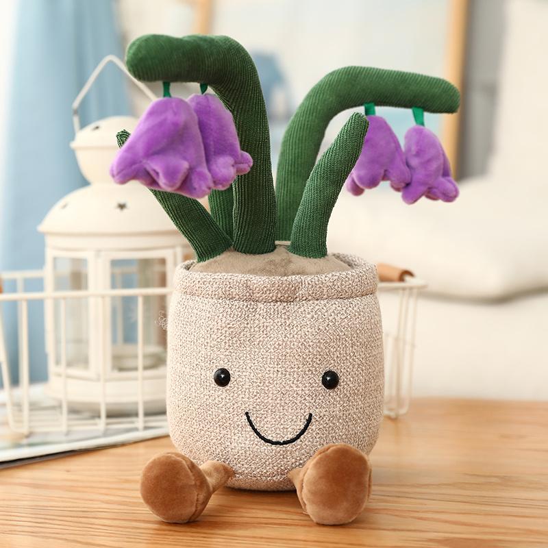 25cm Simulation Cartoon Plant Pot Series Plush Doll Succulent Tulip Lily Plush Toy Home Decor Living Room Bedroom Gift for Girls