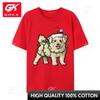 Cute Bichon Frise Santa Christmas Tree Lights Xmas TShirt Tops Unisex Cotton Tee Camisas Basic Tops Fashionable