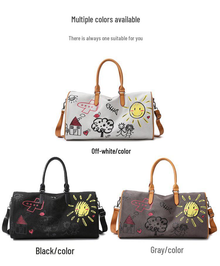 Trendy Graffiti Travel Bag: New Fashion Casual Luggage with Wet/Dry Separation for Women