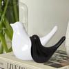 Creative Black and White Glossy Ceramic Birds Figurines Home Decorations Accessories Party (Pack of 2, White and Black)