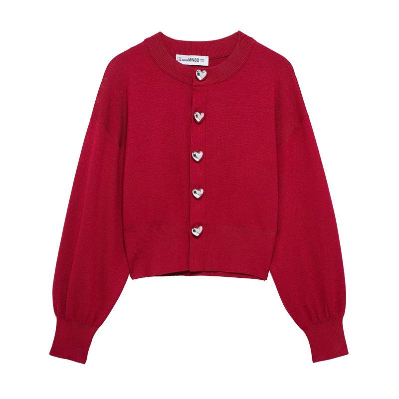 

TAOP&ZA New Women s Spring Casual Heart Button Knit Cardigan S