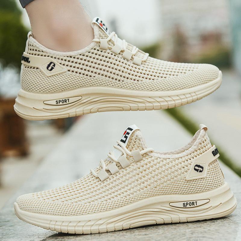 Mesh large size men's shoes 2025 summer hollow breathable casual shoes soft sole simple sports shoes
