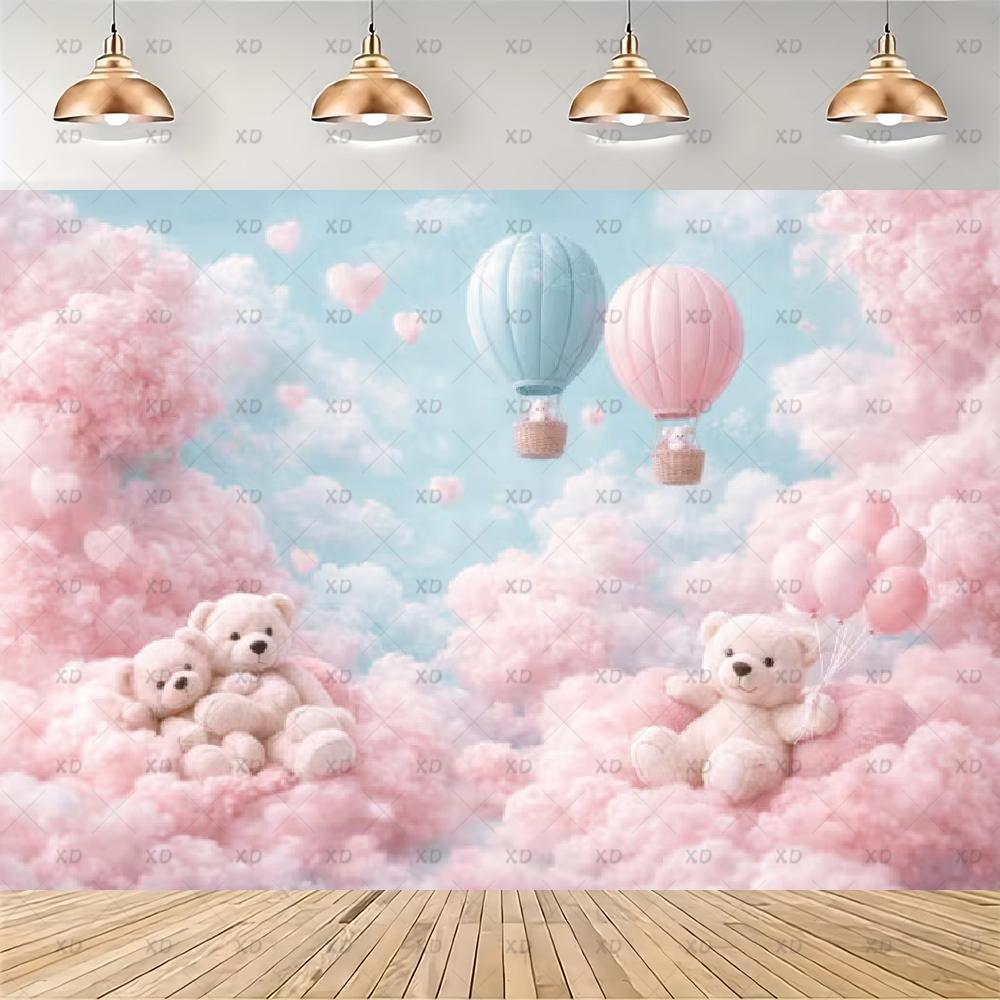 Pink Teddy Bear Photography Backdrop Sweet Dreamy Birthday Party Decoration Background Baby Shower Photo Booth Banner Supplies