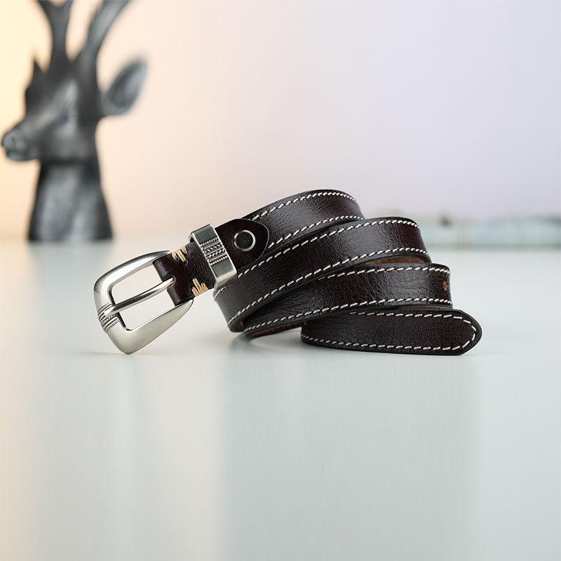 

Ручной работы Повседневный Джинсовый Литературный Индивидуальность Первый Слой Коровьей Кожи Ремень с Пряжкой-Иглой Женский Натуральная Кожа Ретро Женский Ремень 115cm темно-коричневого