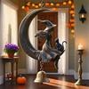 Witch Cat Moon Wind Chime, Witchy Statues Moon Cat Wind Chimes Home Decor For Outside Outdoor