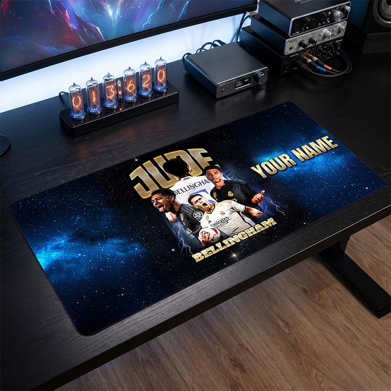 Jude Bellingham Custom Large Mouse Pad, Personalized Name Text Print, Football Logo Non‑Slip Desk Mat Gaming Gift