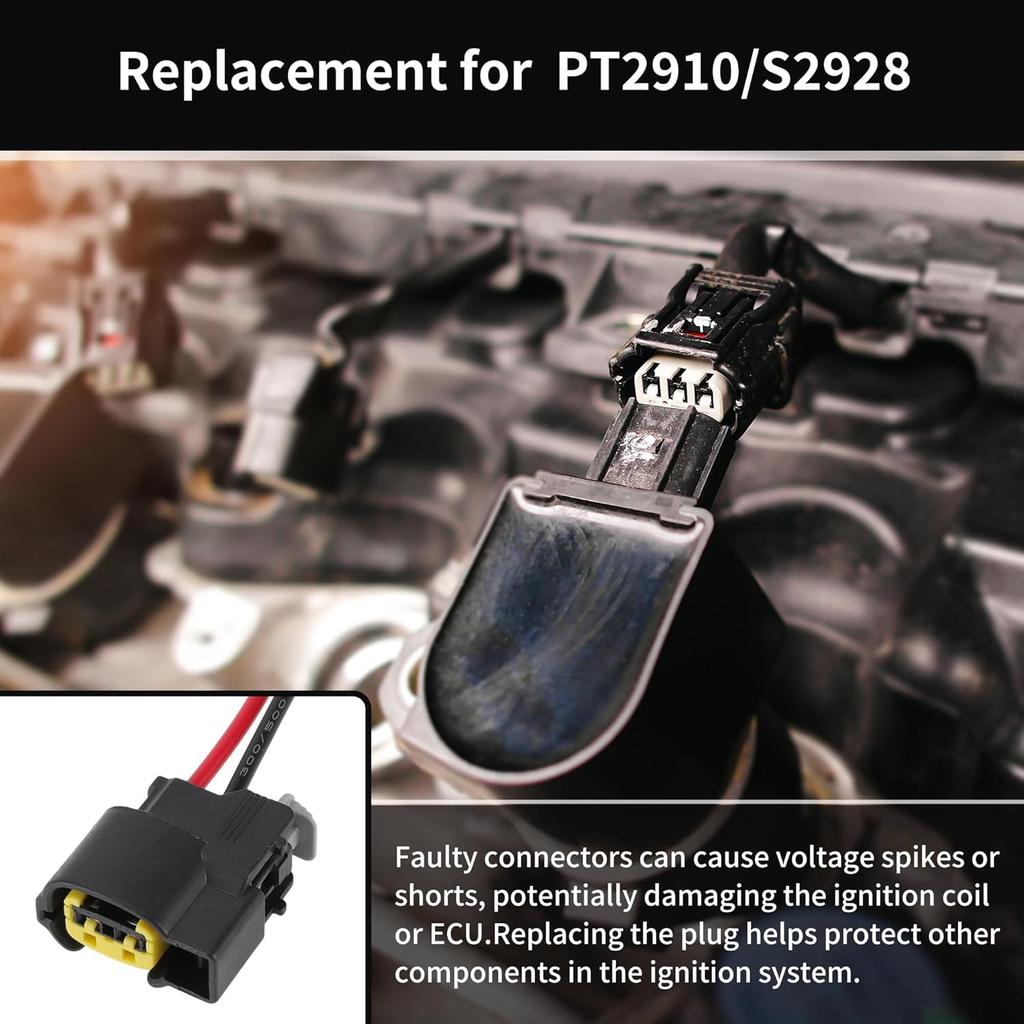 2pcs Ignition Coil Connector Plug for Hyundai Accent 1.6L 12-20 for Hyundai Elantra 1.8L 11-16 for Hyundai Tucson 2.0L 14-20 No.PT2910/S2928 Wiring