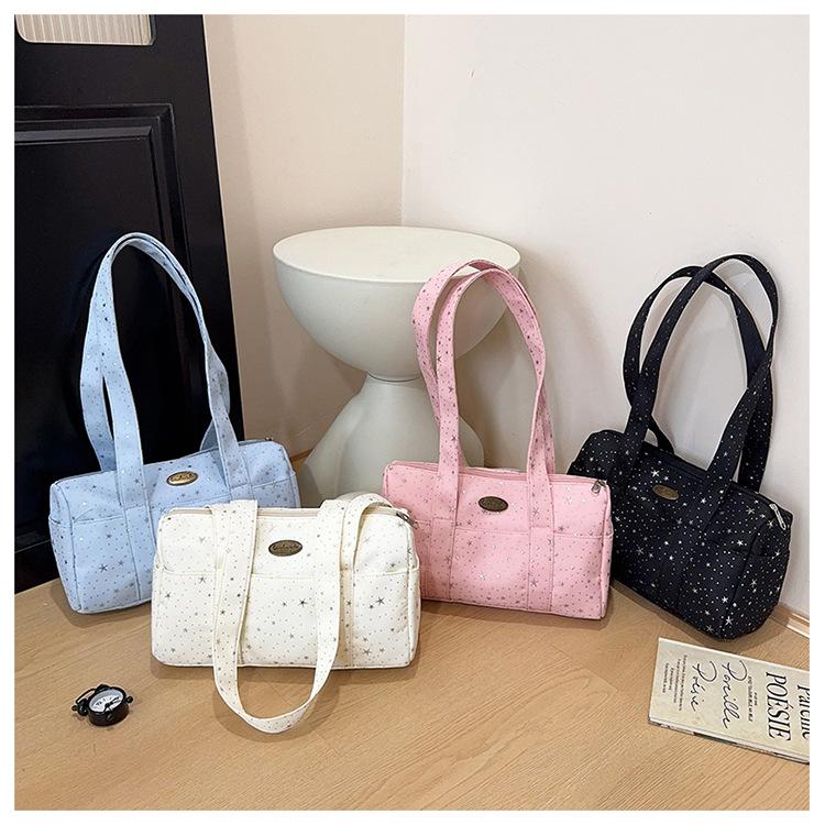 Polka Dot Star Pillow Shoulder Bags for Women Large Capacity Ladies Travel Tote Handbags Versatile Multi-Pocket Underarm Bag