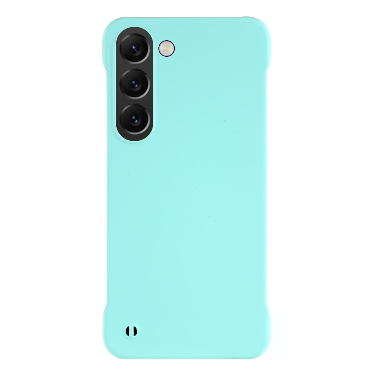 

For Samsung Galaxy S22 5G Hard PC Shock Absorption Phone Case Skin-touch Frameless Cover Light Cyan