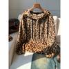 Trendy Women's Oversized Hoodie with Bold Brown Leopard Print – Cozy Fleece Pullover Sweatshirt for Casual Streetwear