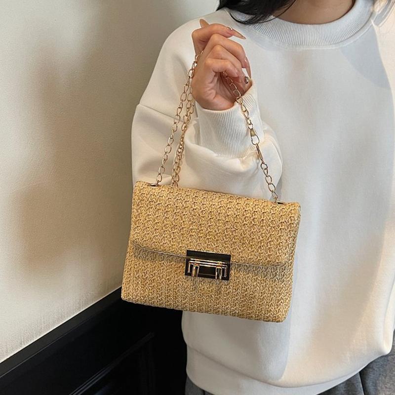 Handmade Fashi Straw Shoulder Bag Women High Capacity Crossbody Beach Woven Clutch Handbag
