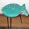 Fish Stand, Turquoise Albasia Wood