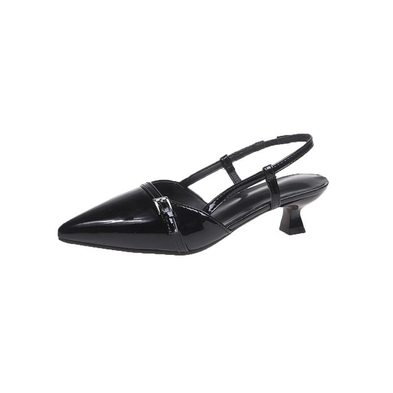 

2025 однотонная пряжка с толстым каблуком модная женская обувь красивая рабочая профессиональная обувь интернет знаменитости универсальная женская обувь 35 чёрный