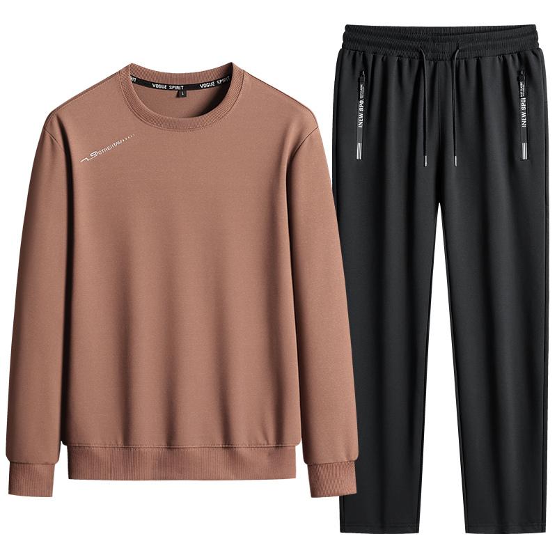 New Sweatshirt Suit Men's Sports Autumn and Winter Pullover Long-sleeved Loose Top Elastic Waist Casual Suit