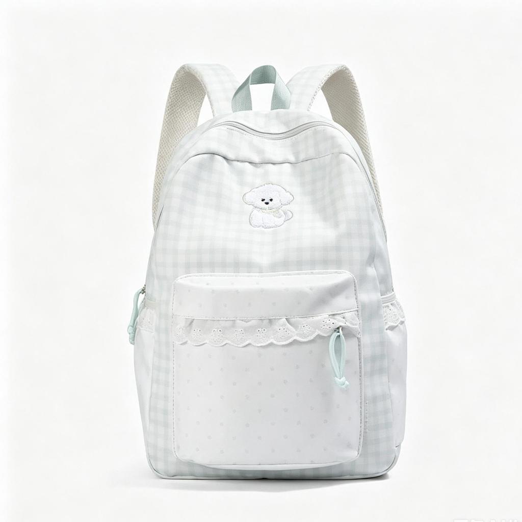 Schoolbag milk fufu plaid puppy cure wind backpack summer outing parent-child outdoor picnic size backpack