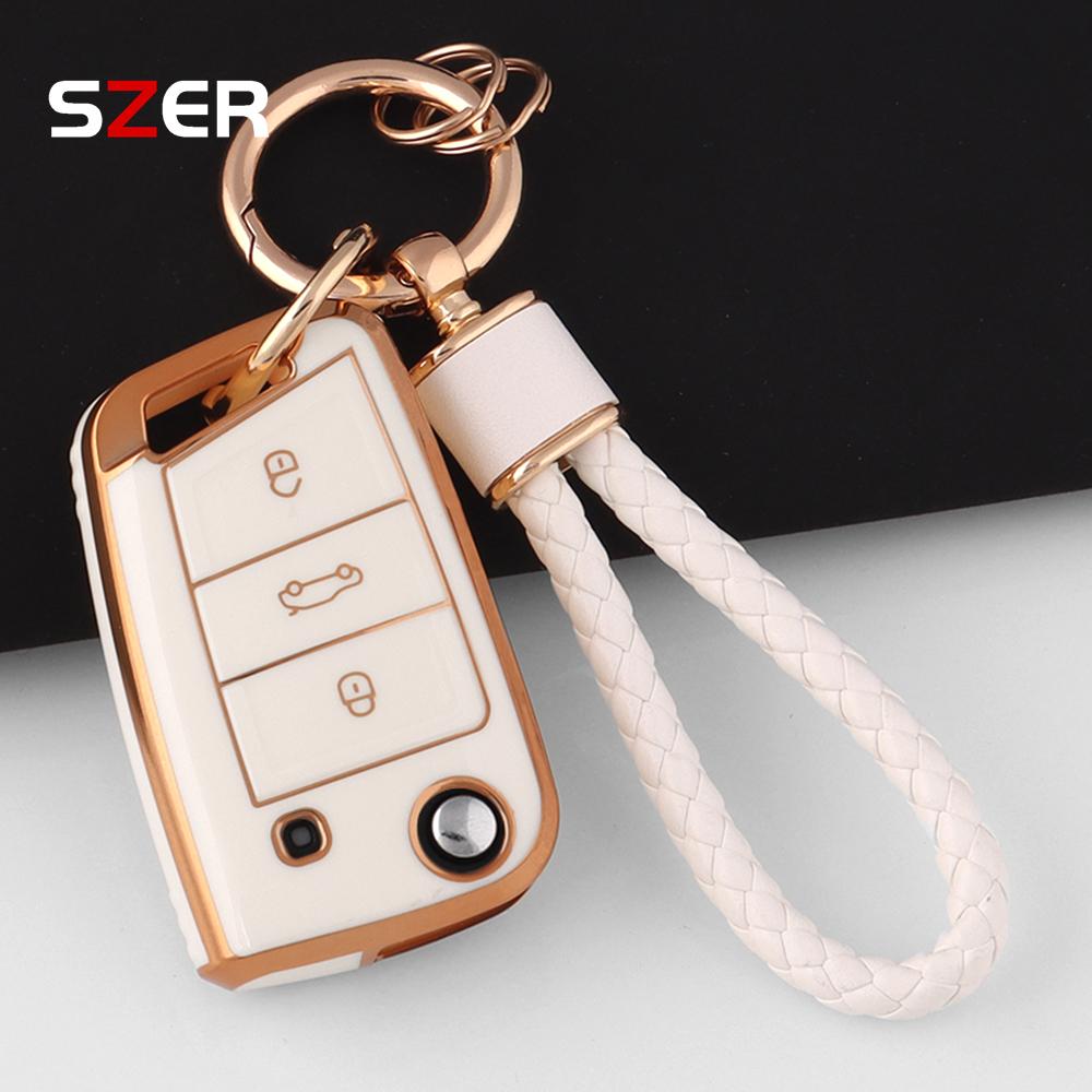 TPU Car Flip Key Case Cover Shell For VW Volkswagen Golf 7 MK7 Tiguan MK2 For Seat Ateca Leon FR Ibiza For Skoda Octavia Kodiaq