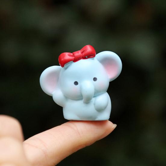 Mini Elephant Figurines Miniature Resin Fairy Garden Elephant Models Micro Moss Landscape DIY Terrarium Crafts for Dollhouse Aquarium Decor