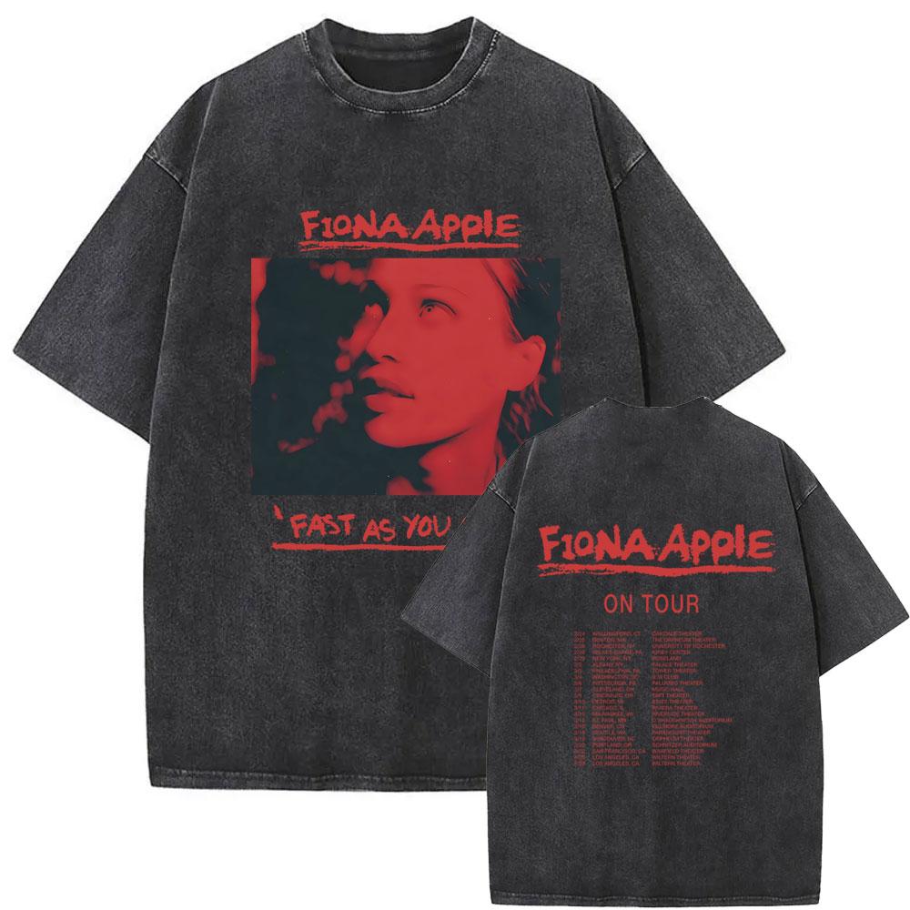 Singer Fiona Apple Rock Style Washed Tshirt Men Women Fashion Punk Short Sleeve Tshirt Male Vintage T Shirts Unisex Streetwear S