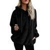 Damen Kapuzen-Sweatshirt-Mantel, Winter, warme Wolle, Reißverschlusstaschen, Baumwollmantel, Oberbekleidung
