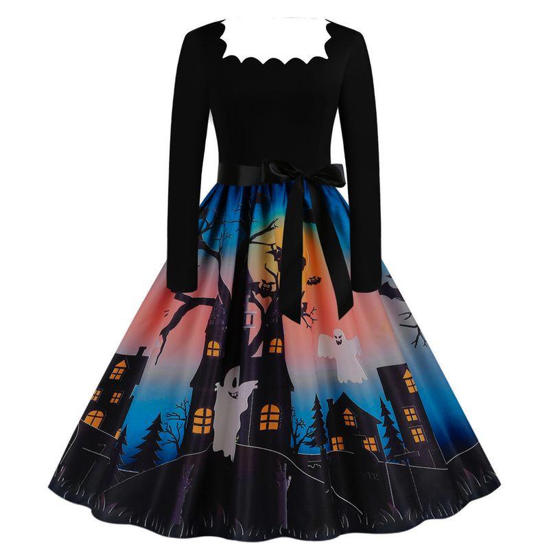 

Women Halloween Dresses Long Sleeve A- Line Party Dresses Dress 6227 3XL