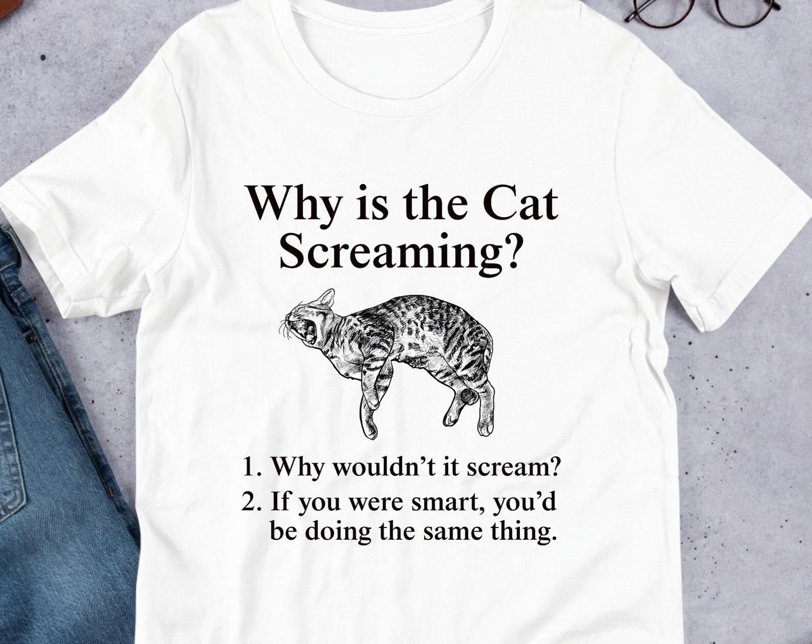 Why Is The Cat Screaming, Funny Meme Shirt, Ironic Shirt, Cat Lover Gift, Oddly Specific, Unhinged Shirt, Cursed, Cringe, Gag Gift M
