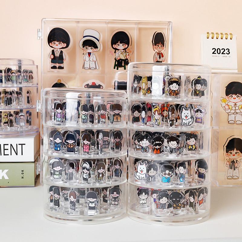 Acrylic Multi-Layer Rotating Display Shelf Character Stand Doll Model Display Box Blind Box Stage Cabinet Dust-Proof Display Box