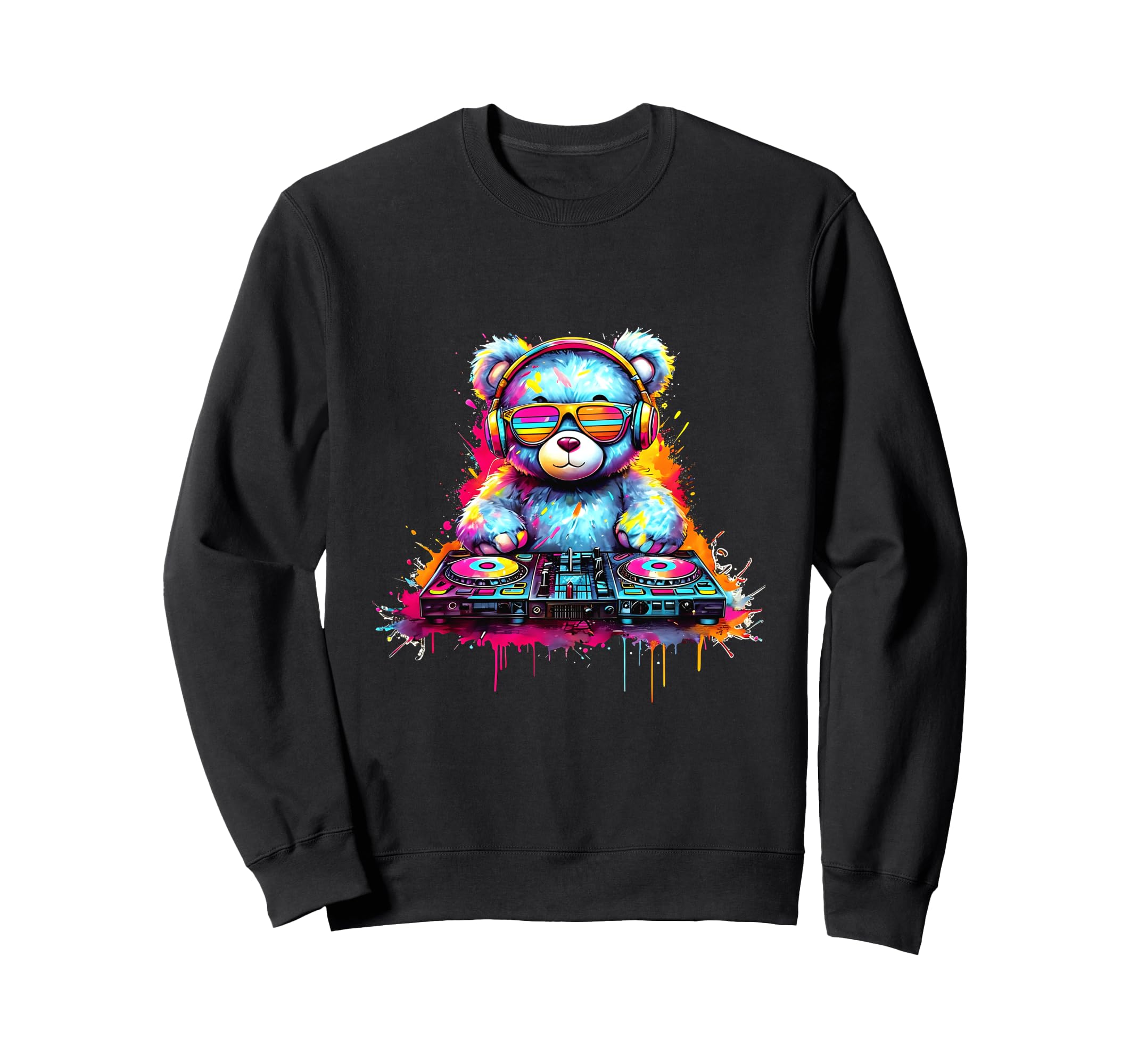 

DJ Music Colorful Teddy Bear with Rainbow Sunglasses and DJ Bear Sweatshirt