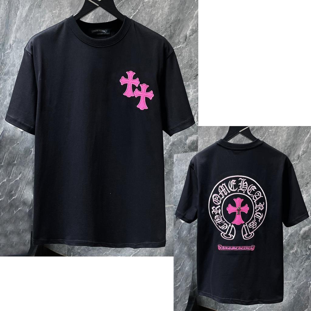 8760 CHROME HEARTS Summer New High Quality Cotton Round Neck Loose Large Size Men's and Women's T-shirt Couple T-shirt
