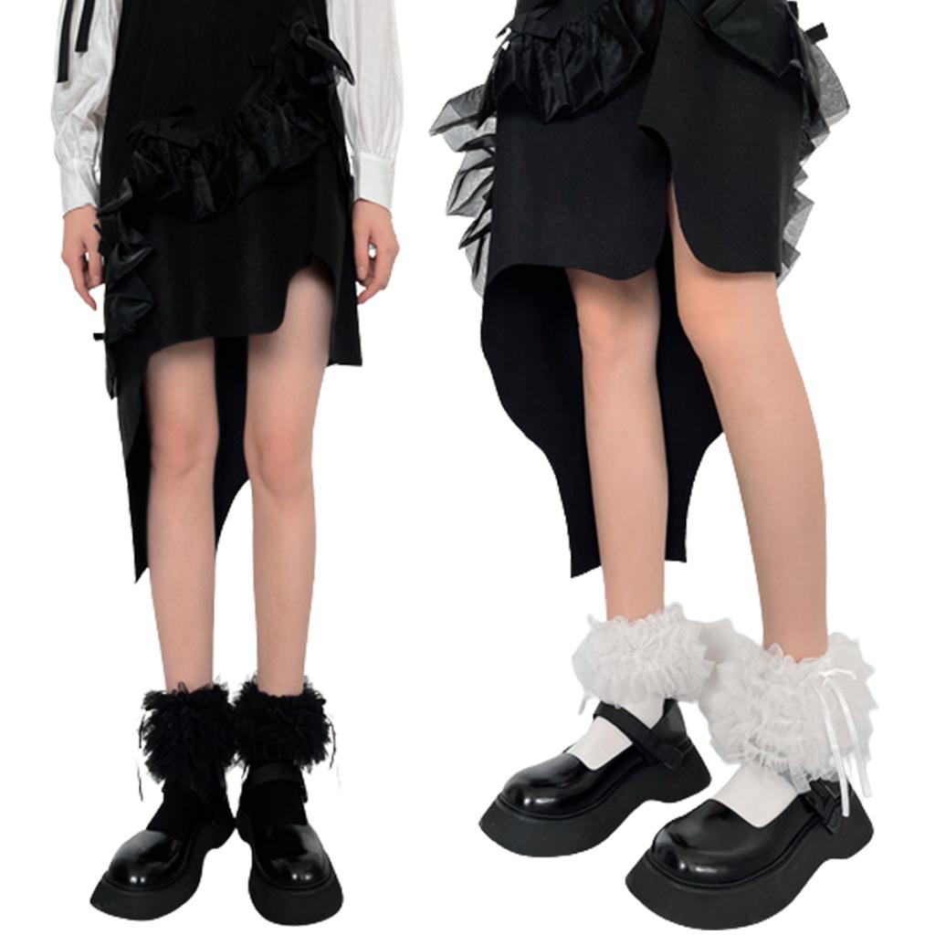 1 Pair of Ruffle Ankle Socks Sweet Frilly Socks Ballet Socks Bows Lace Top Sock