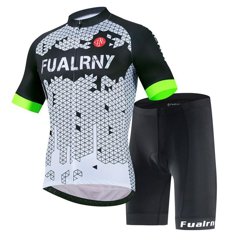 Mens Mountain Bike Cycling Jersey Bib Shorts Set Breathable Quick-Dry Sportswear Outdoor Riding